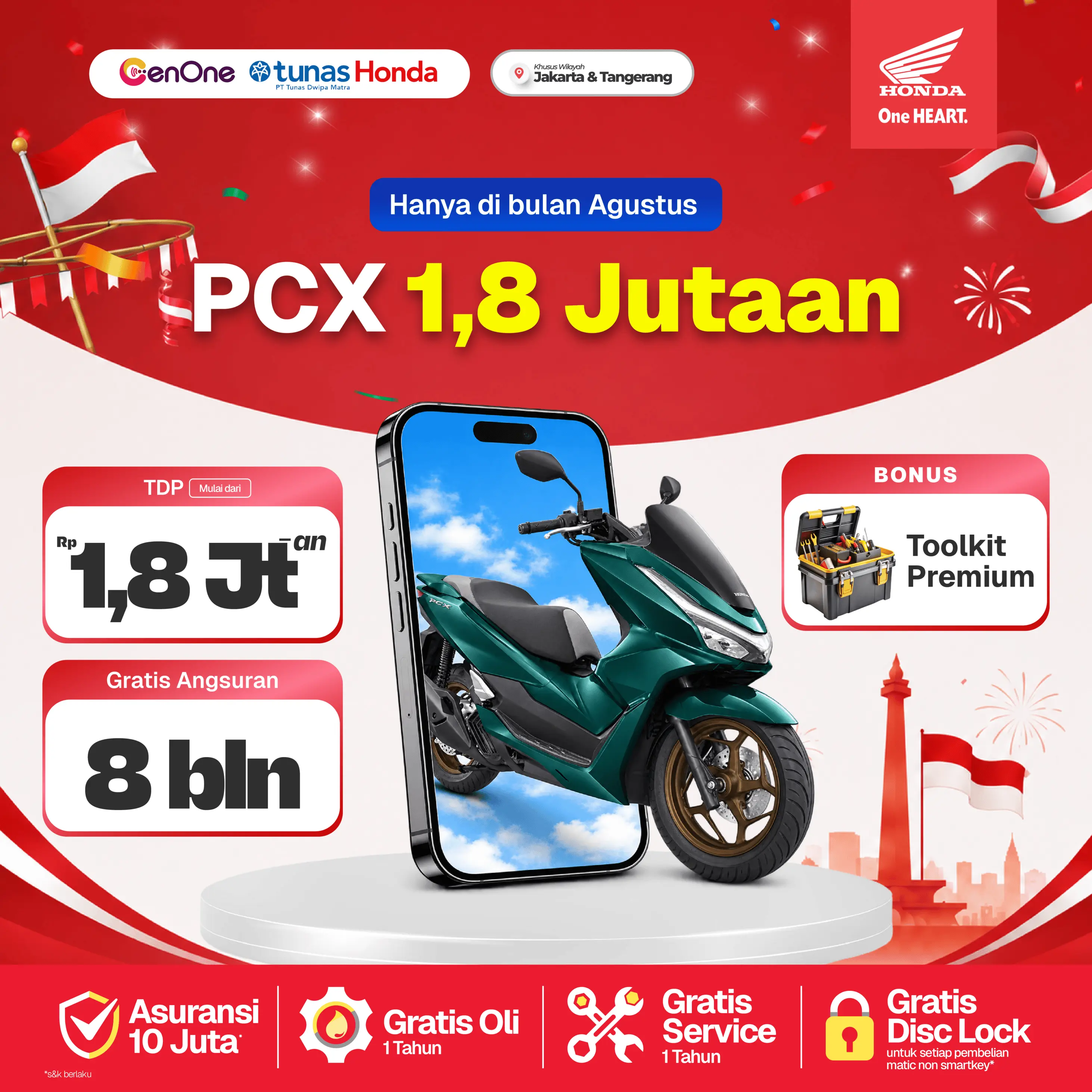PROMO AGUSTUS MEWAH! HONDA PCX CUMA 1,8 JUTAAN!